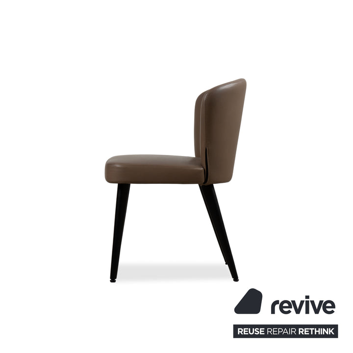 Fauteuil en cuir Minotti Aston marron pour salle à manger