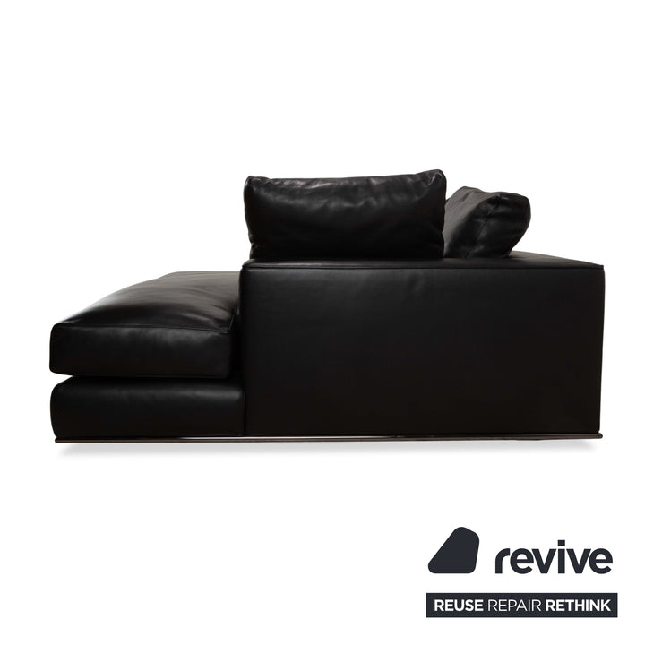 Minotti Hamilton Canapé d'angle en cuir noir Canapé Recamiere droite fonction manuelle