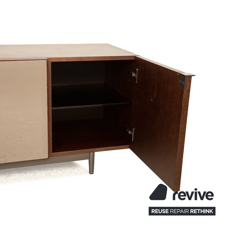 Minotti Morrison Buffet en Bois et Verre Commode Marron