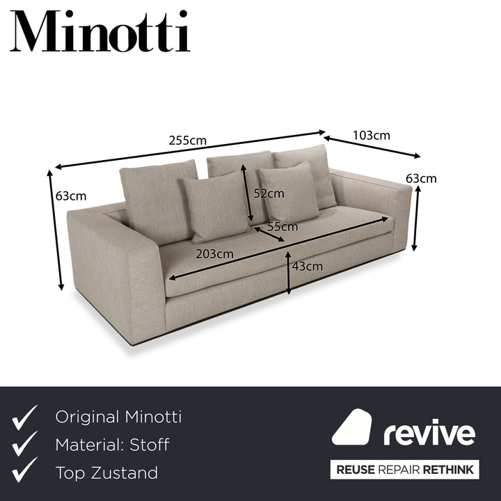 Canapé 3 places en tissu Minotti Powell gris