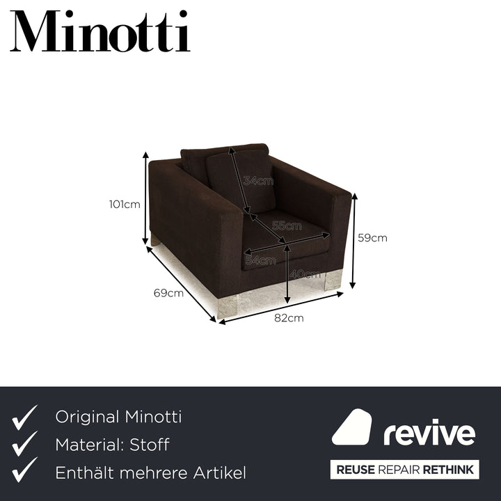 Ensemble fauteuil Minotti en tissu gris marron