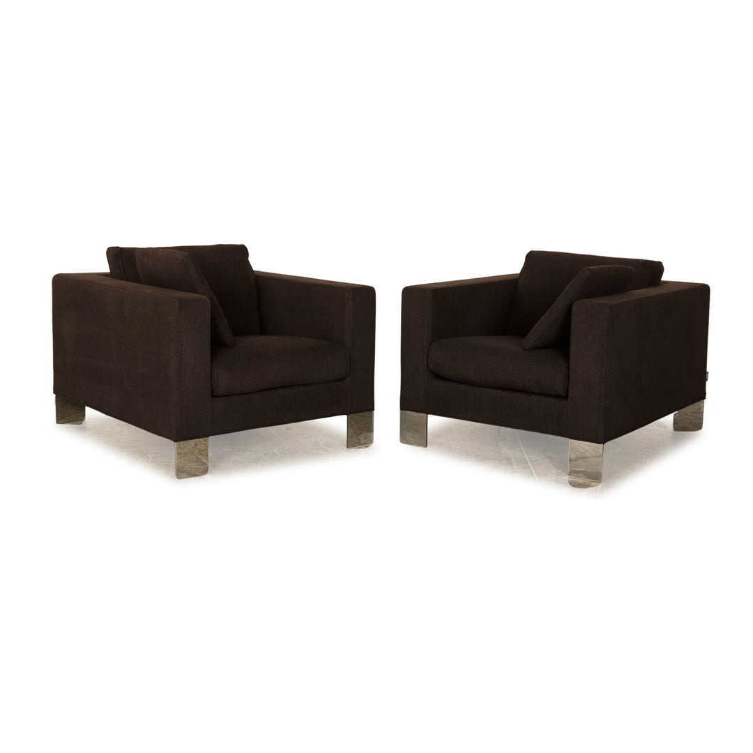 Ensemble fauteuil Minotti en tissu gris marron