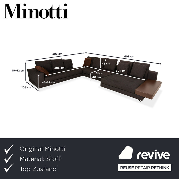 Canapé d'angle Minotti en tissu blanc, canapé gris