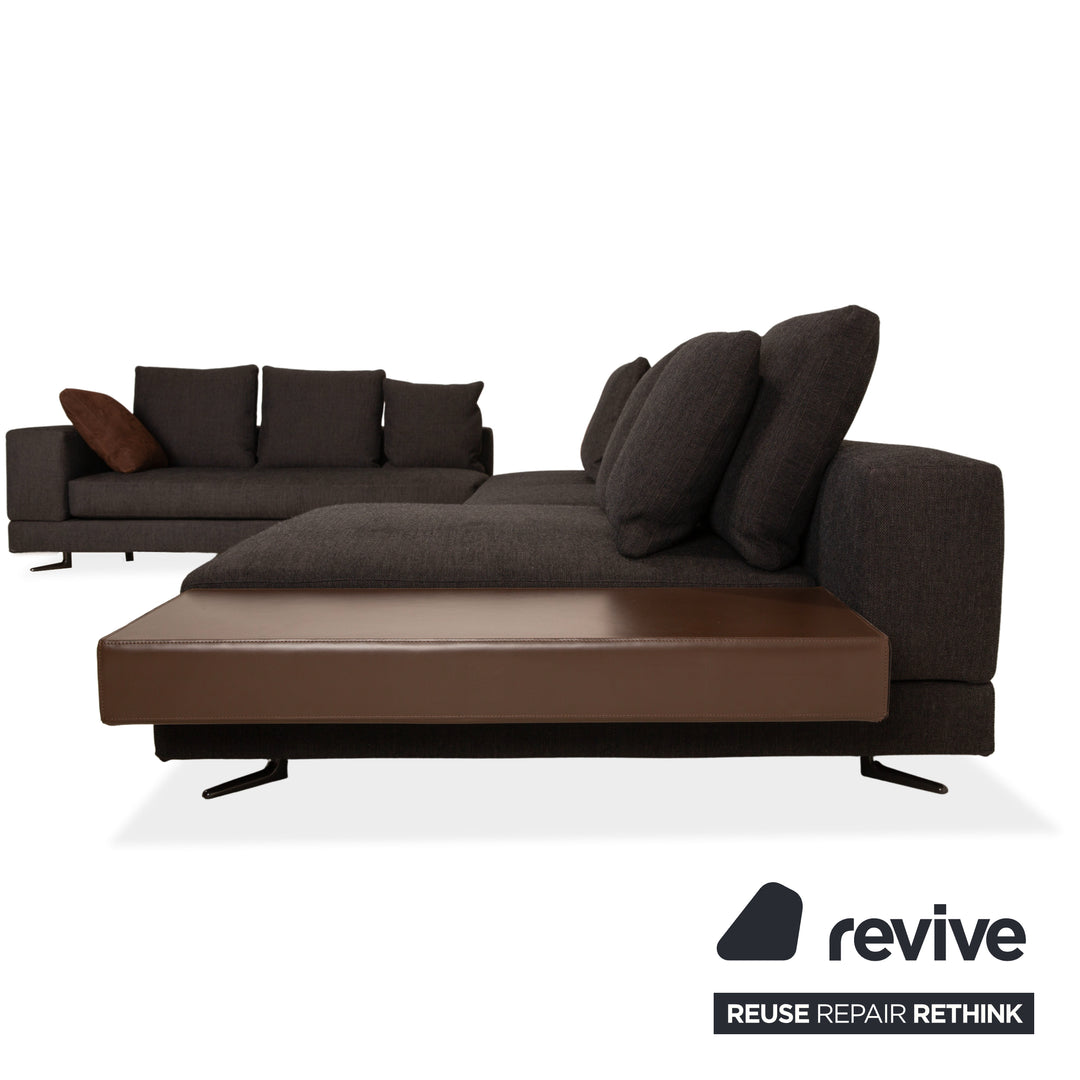 Canapé d'angle Minotti en tissu blanc, canapé gris