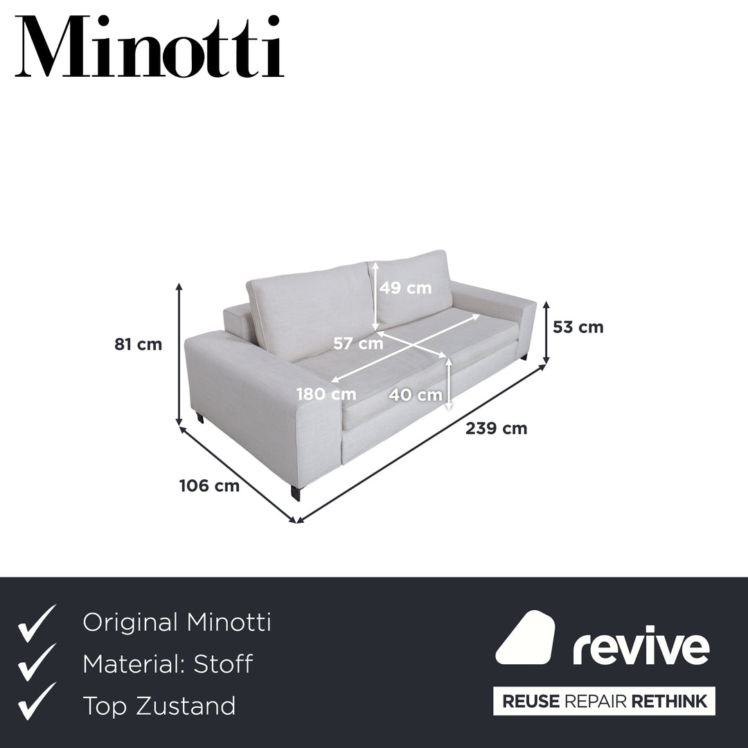 Minotti Williams Stoff Dreisitzer Creme Beige Sofa Couch
