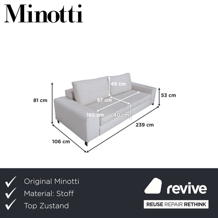 Minotti Williams Stoff Dreisitzer Creme Beige Sofa Couch