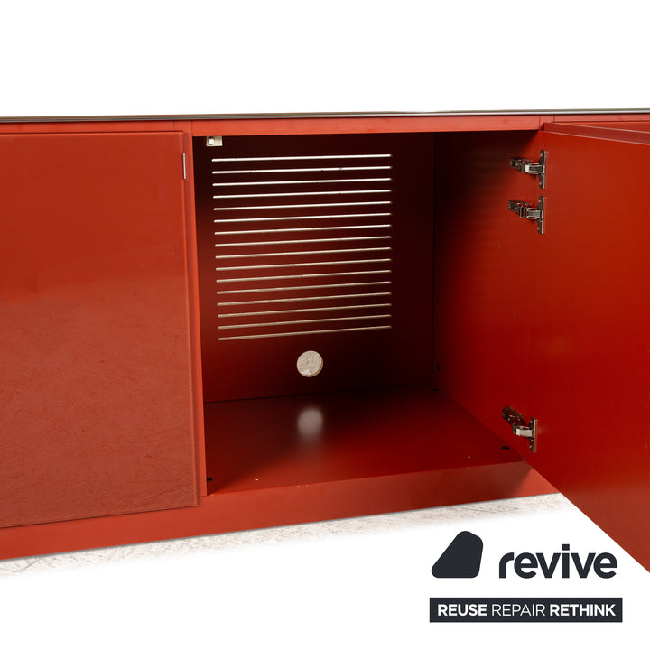 Molteni 505 Buffet en Bois Plateau en Verre Rouge