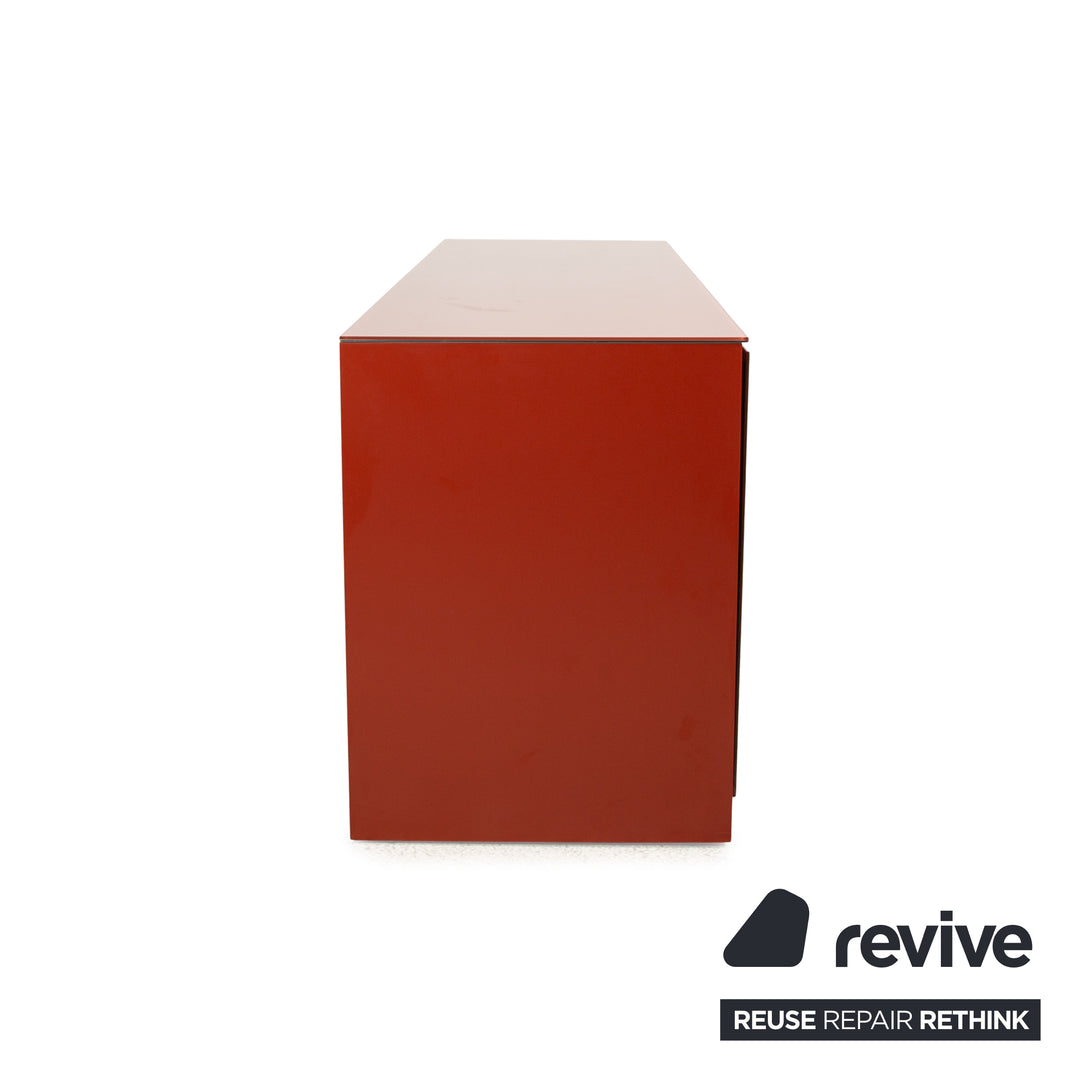Molteni 505 Buffet en Bois Plateau en Verre Rouge