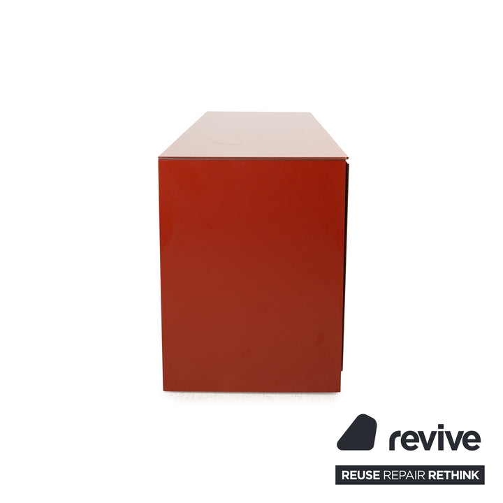 Molteni 505 Buffet en Bois Plateau en Verre Rouge