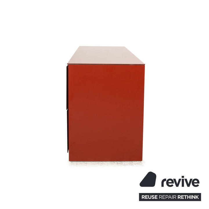 Molteni 505 Buffet en Bois Plateau en Verre Rouge