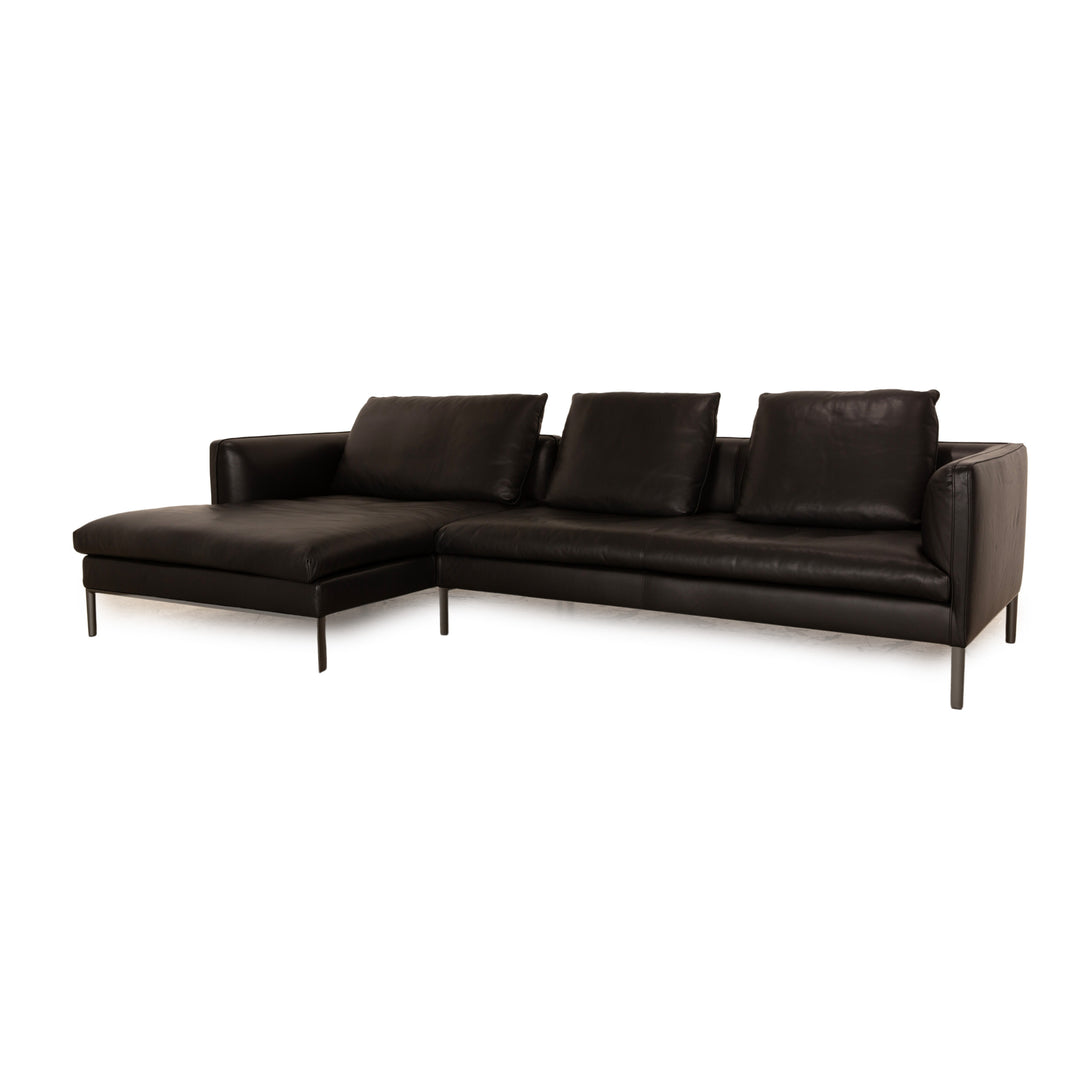 Molteni Paul Canapé d'angle en cuir Récamière gauche Canapé noir