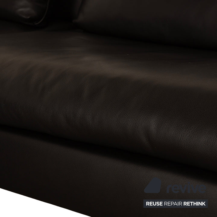 Molteni Paul Canapé d'angle en cuir Récamière gauche Canapé noir