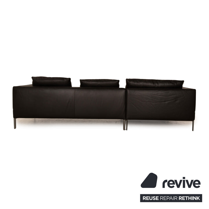 Molteni Paul Canapé d'angle en cuir Récamière gauche Canapé noir