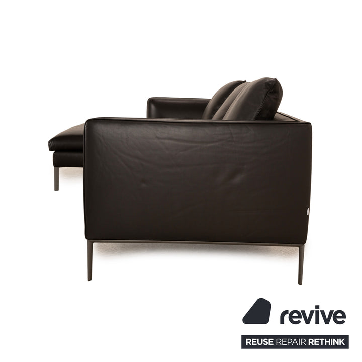 Molteni Paul Canapé d'angle en cuir Récamière gauche Canapé noir