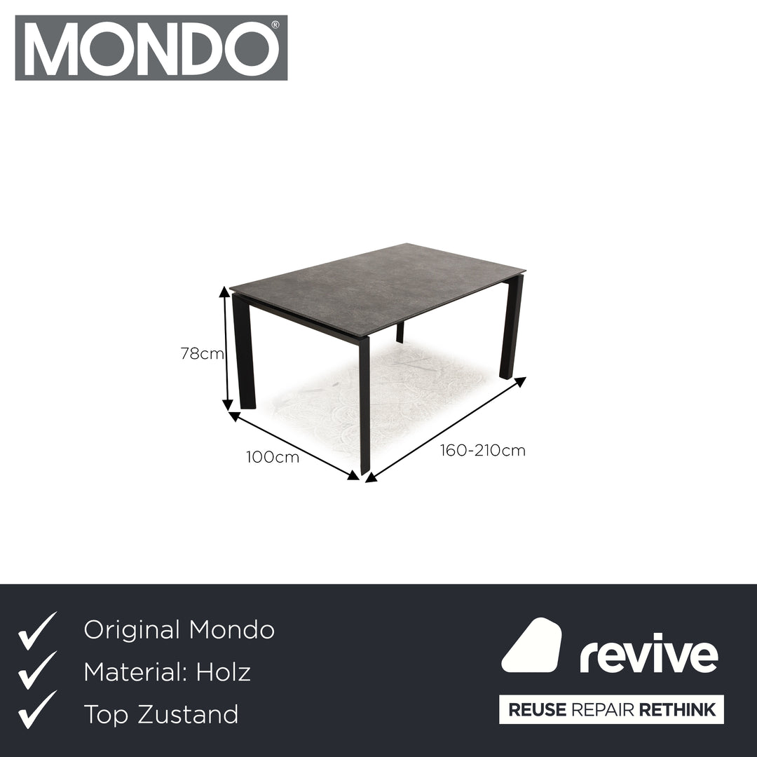 Mondo Comodor wooden dining table grey manual function pull-out function dining room 160-210 x 100 x 78 cm