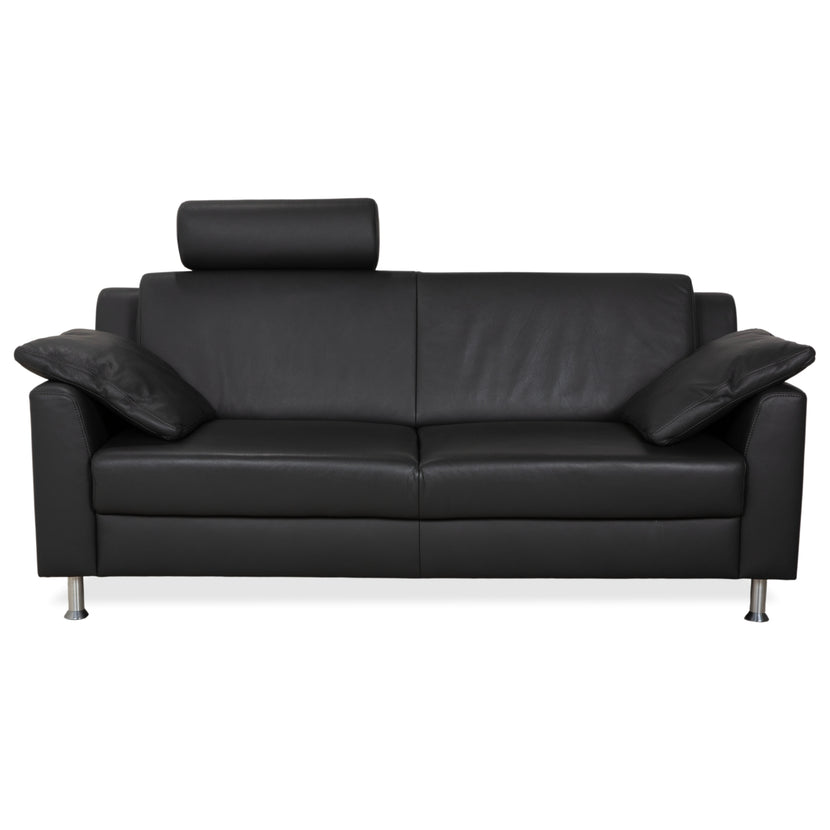 Mondo Leder Zweisitzer Dunkelgrau Sofa Couch inkl. Kopfstütze