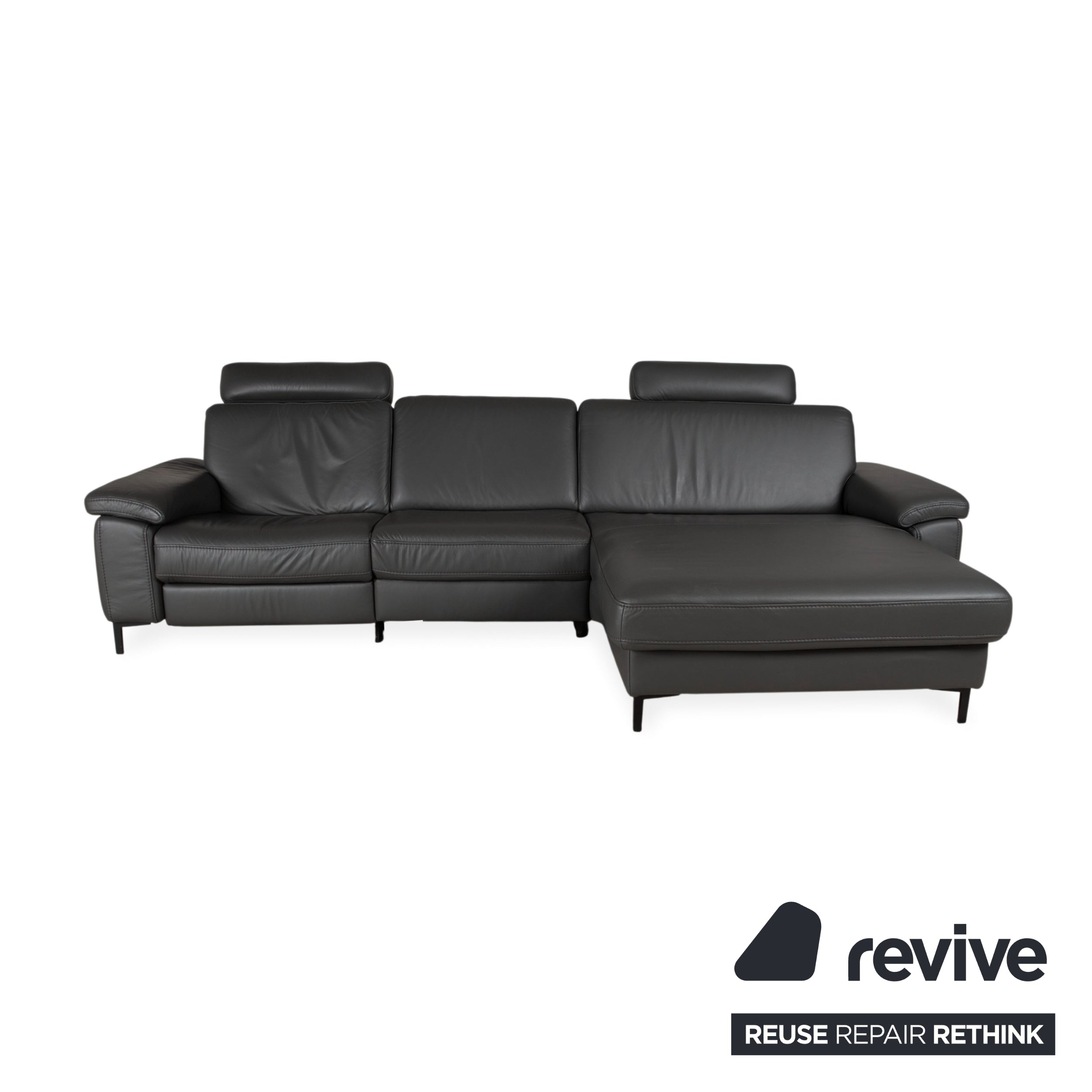 Mondo Maestra Leder Ecksofa Grau Schiefer Anthrazit elektrische Funktion Sofa Couch