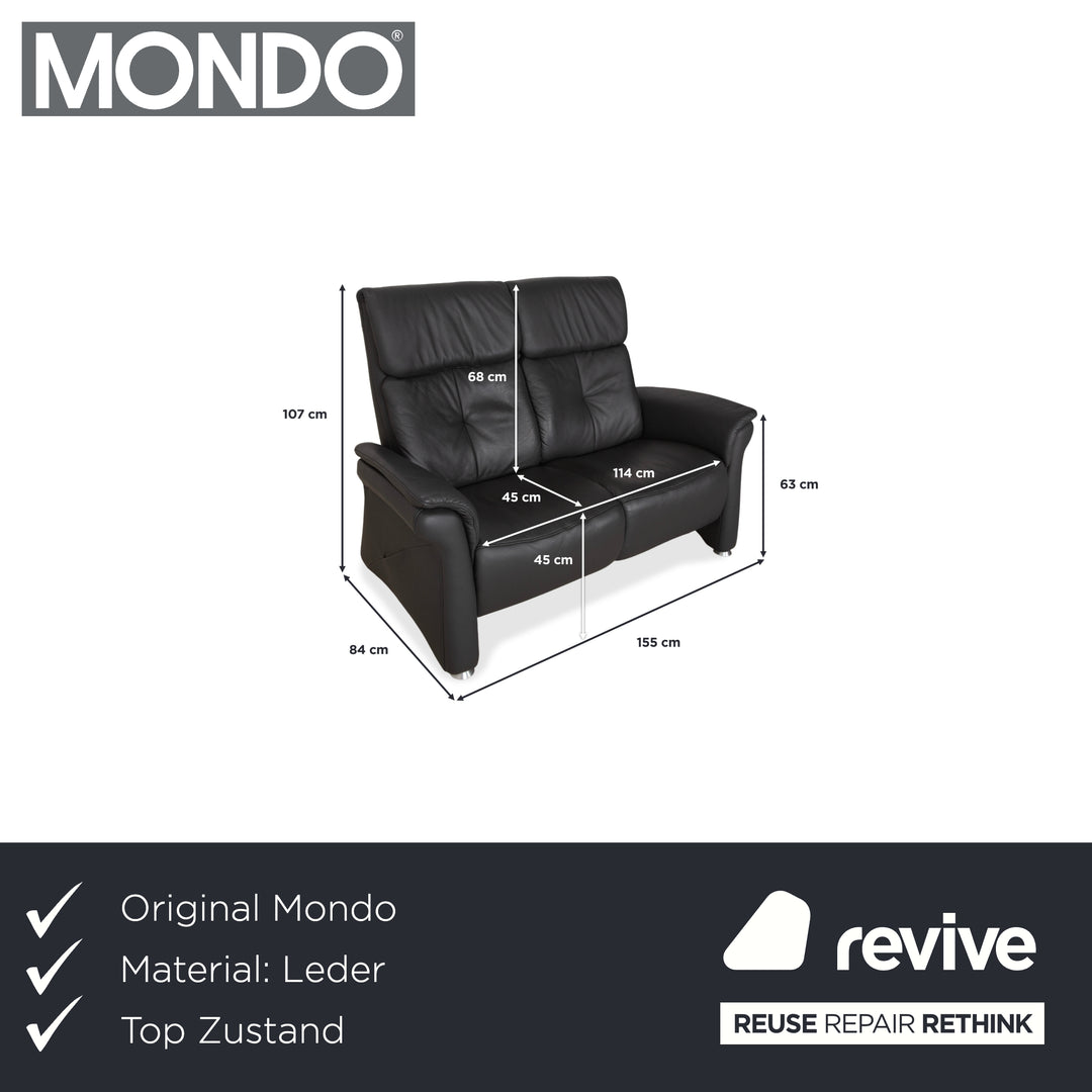 Mondo Varia deux places en cuir, gris anthracite foncé