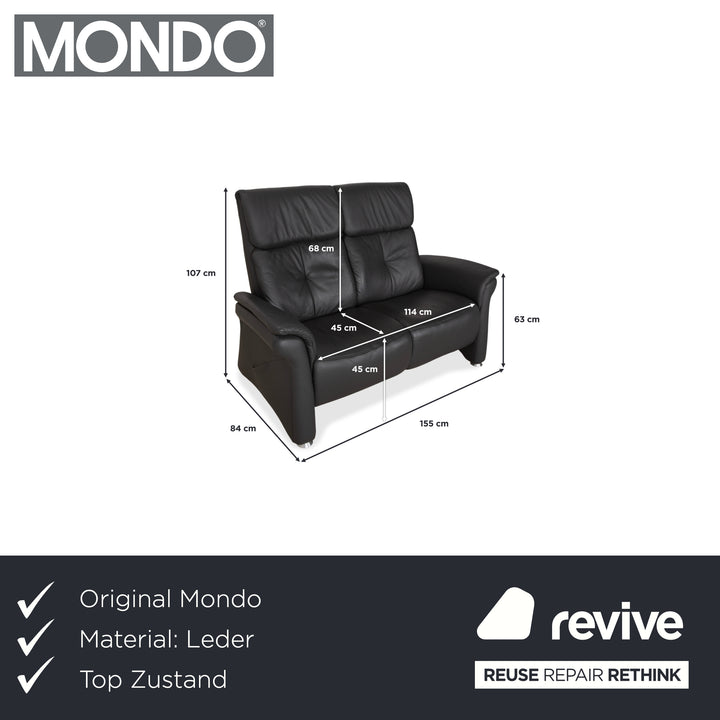 Mondo Varia deux places en cuir, gris anthracite foncé