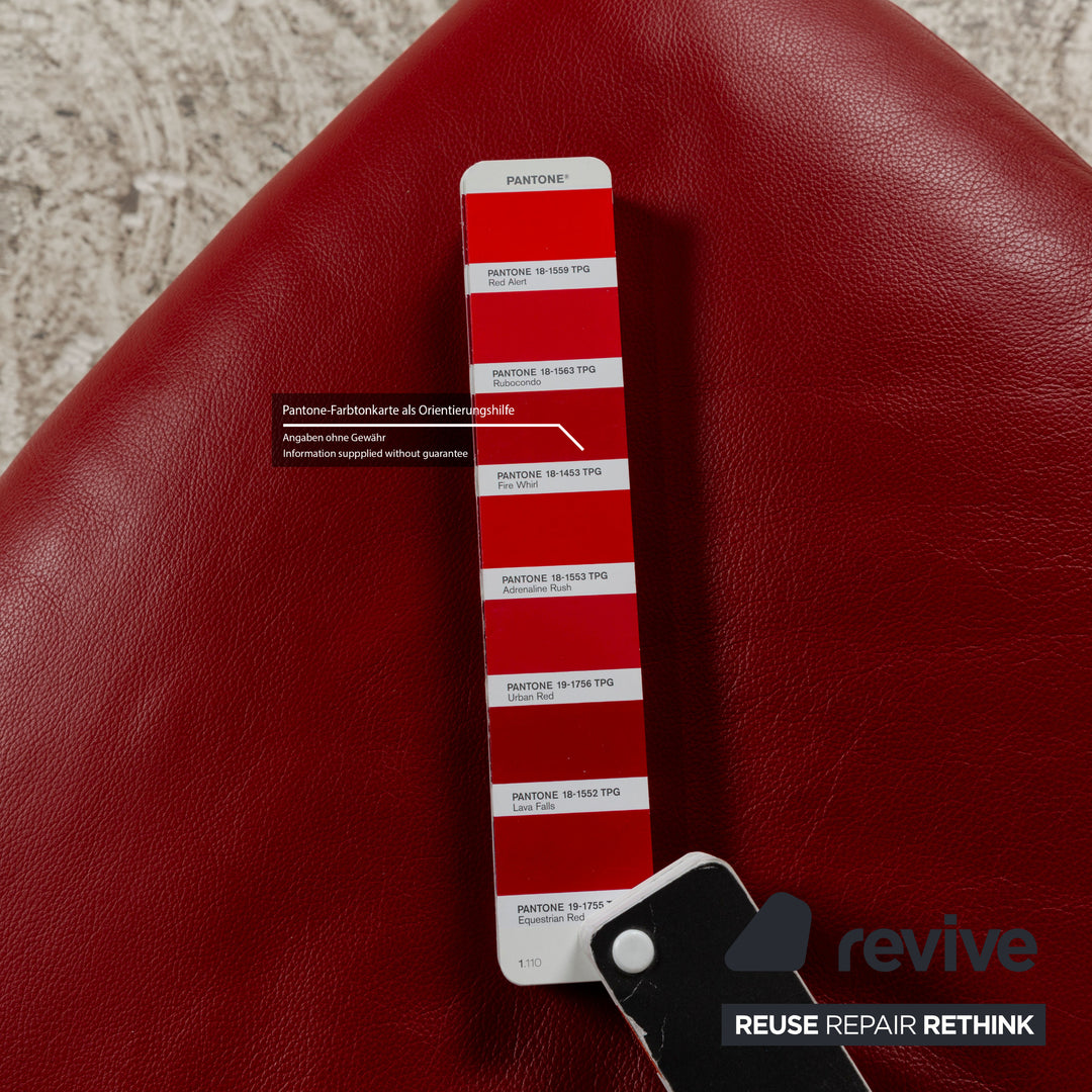 Montis Loge Leder Sessel und Hocker Rot