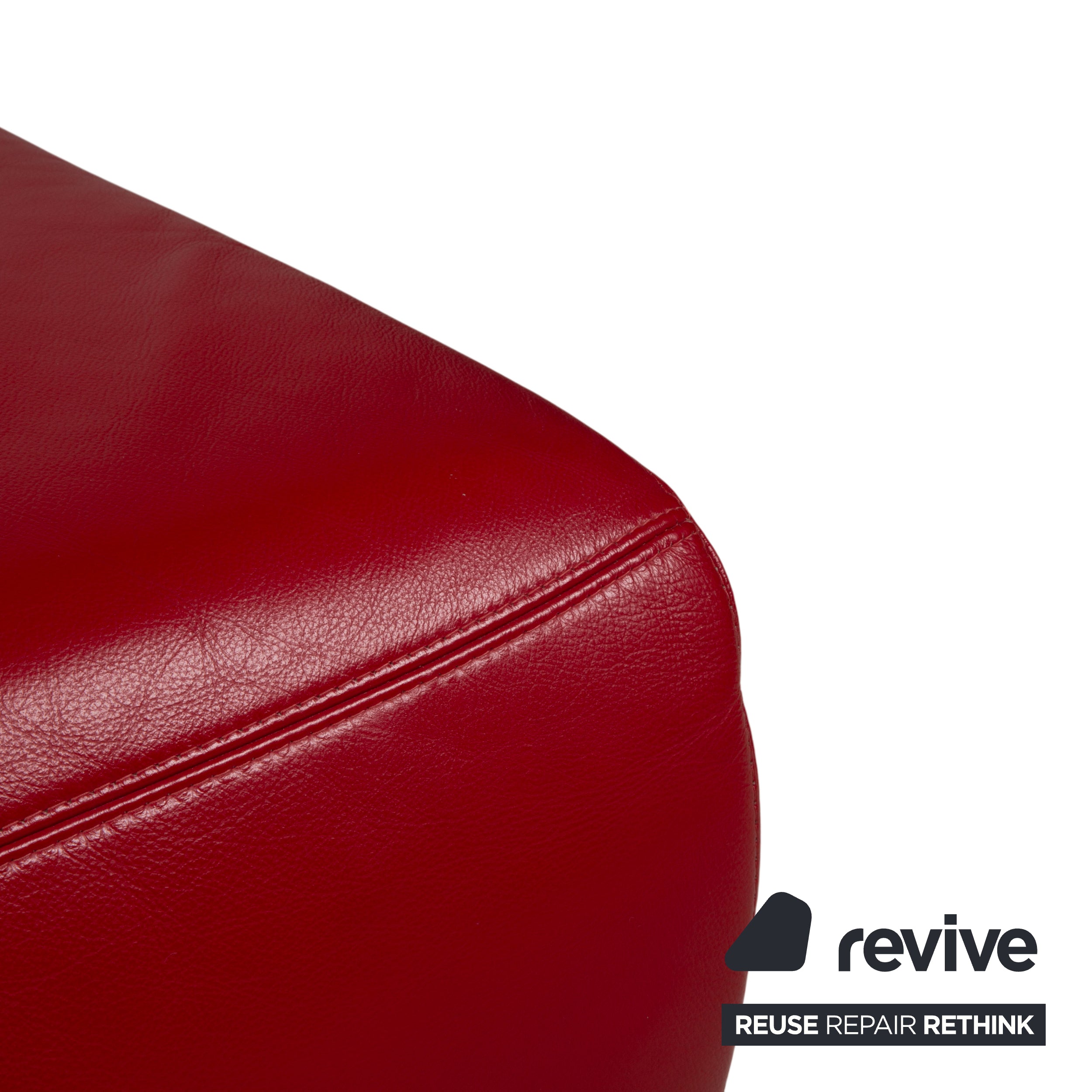 Musterring Garnitur Leder Zweisitzer Hocker Rot Sofa Couch manuelle Funktion
