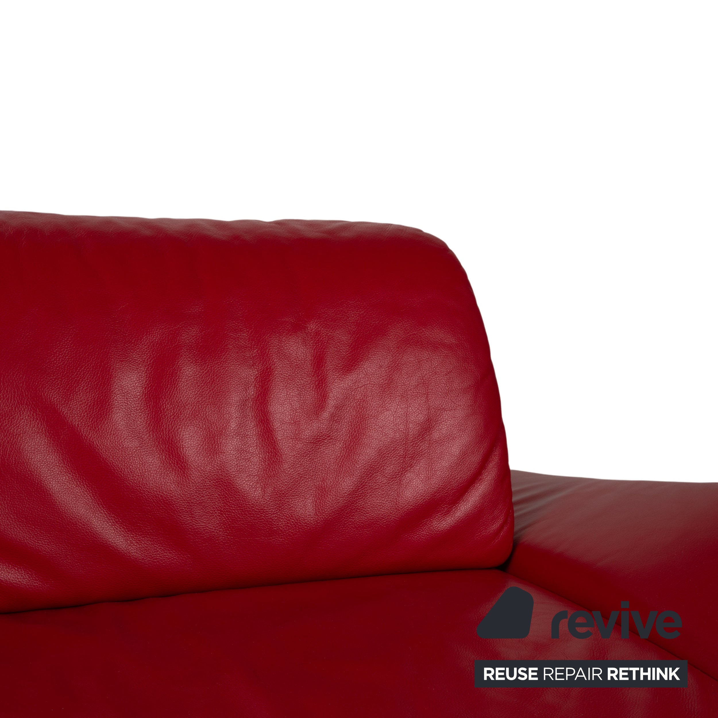 Musterring Garnitur Leder Zweisitzer Hocker Rot Sofa Couch manuelle Funktion