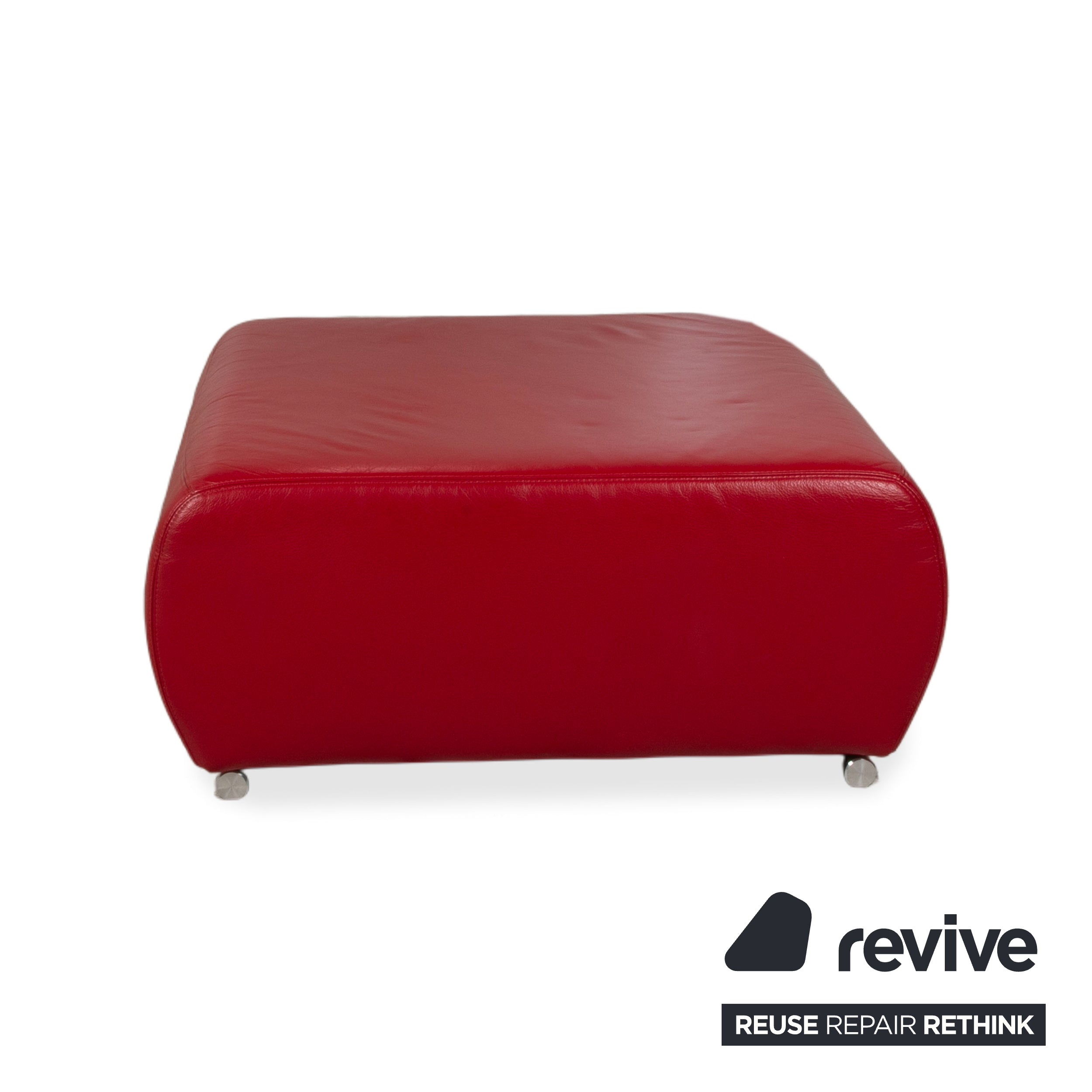 Musterring Garnitur Leder Zweisitzer Hocker Rot Sofa Couch manuelle Funktion