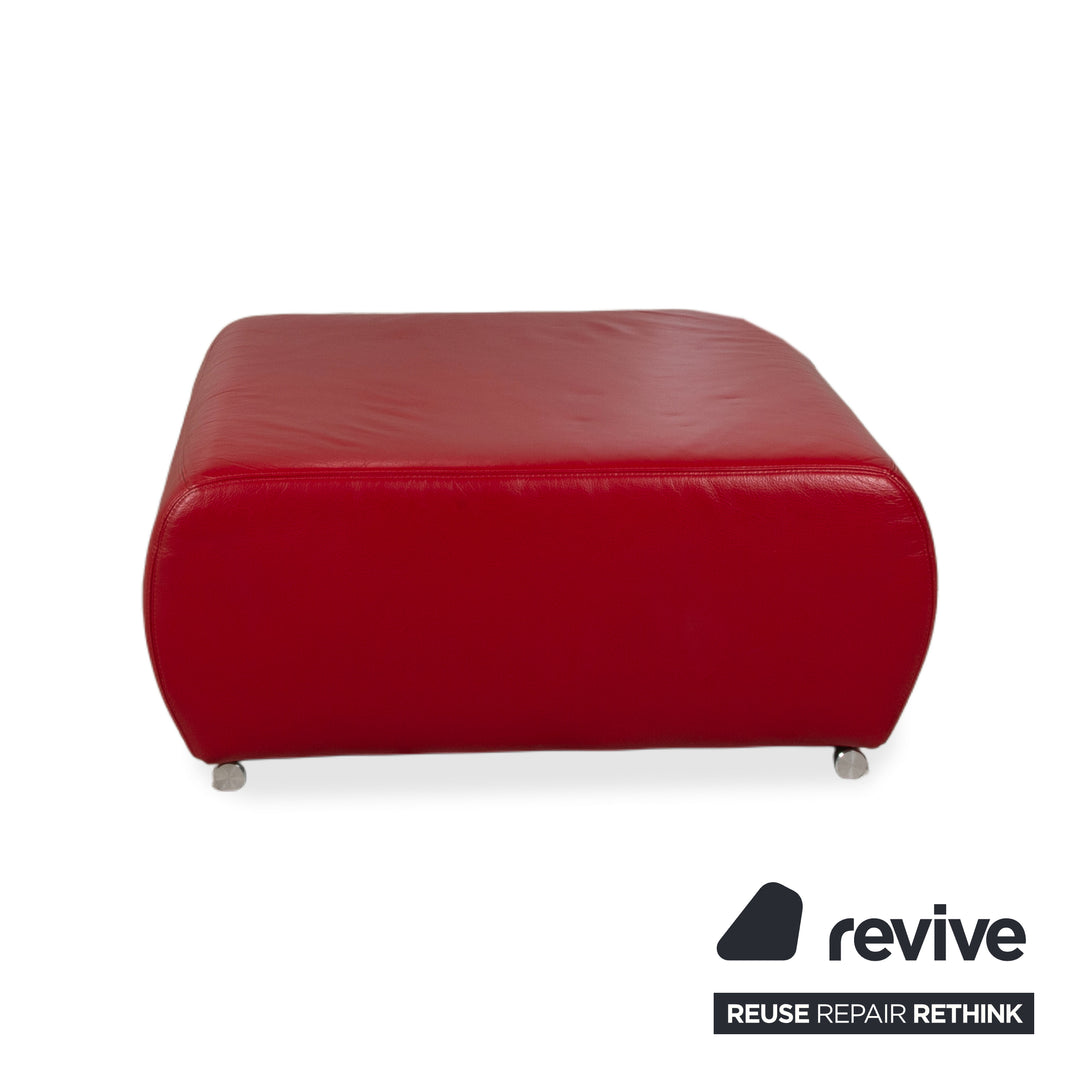 Musterring Garnitur Leder Zweisitzer Hocker Rot Sofa Couch manuelle Funktion