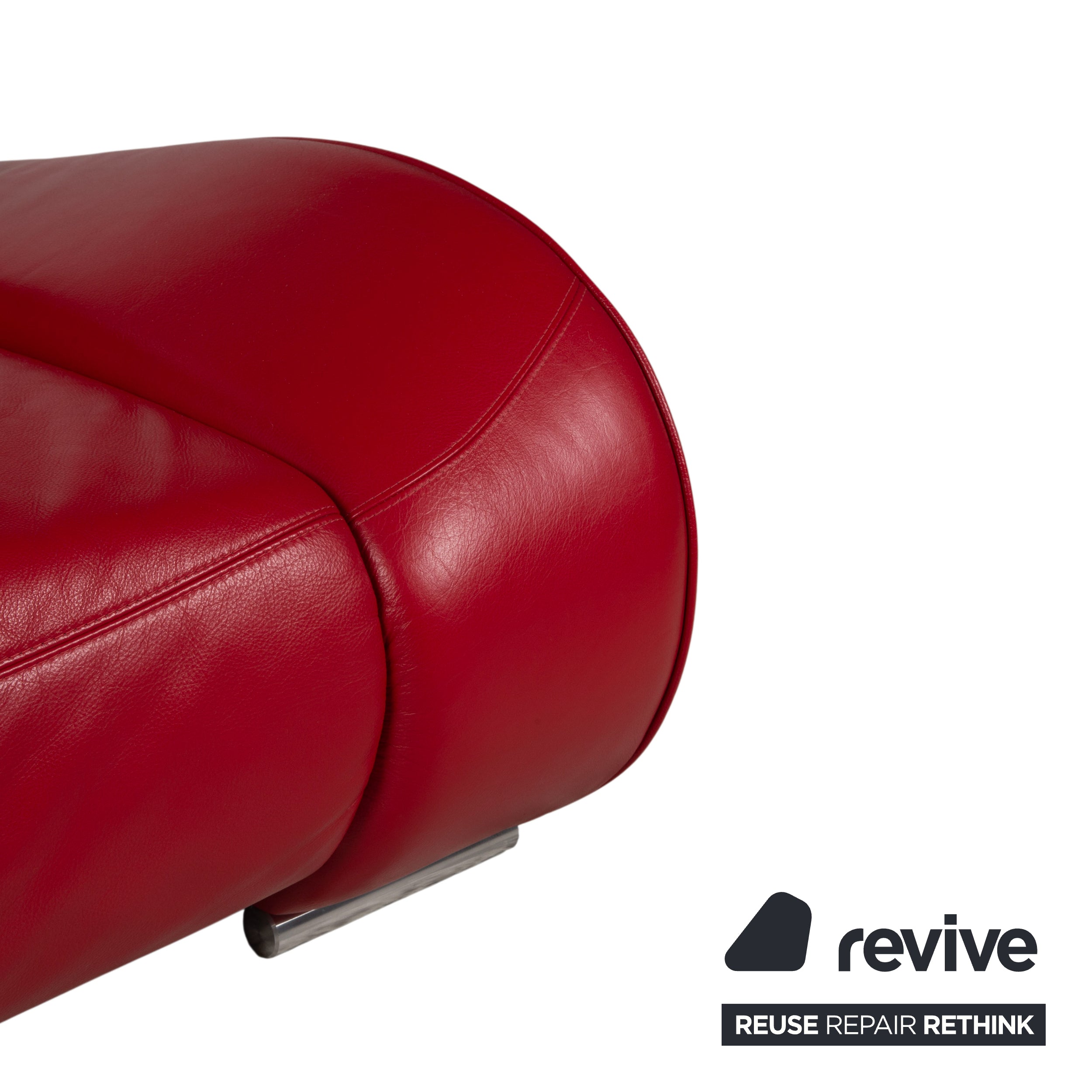 Musterring Garnitur Leder Zweisitzer Hocker Rot Sofa Couch manuelle Funktion