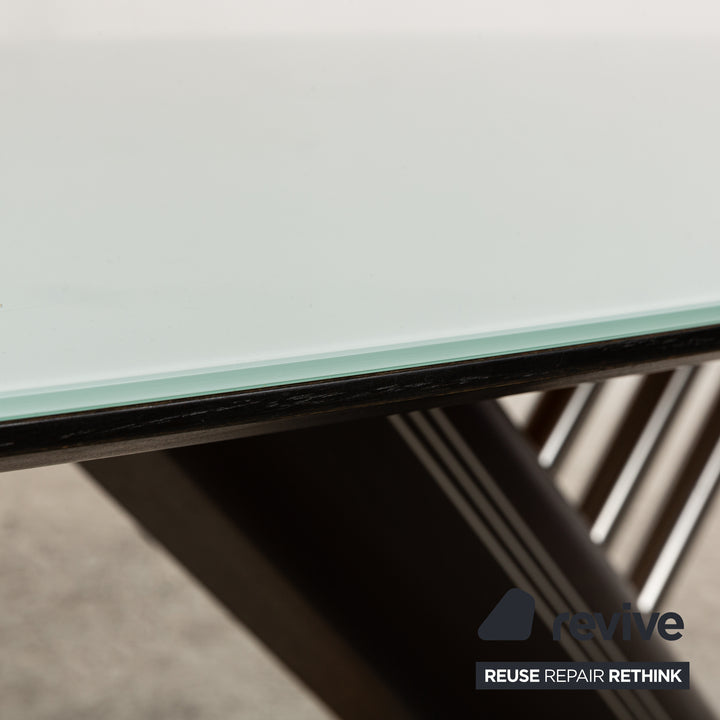 Échantillon table à manger en verre anneau argent 195 x 95 x 75 cm