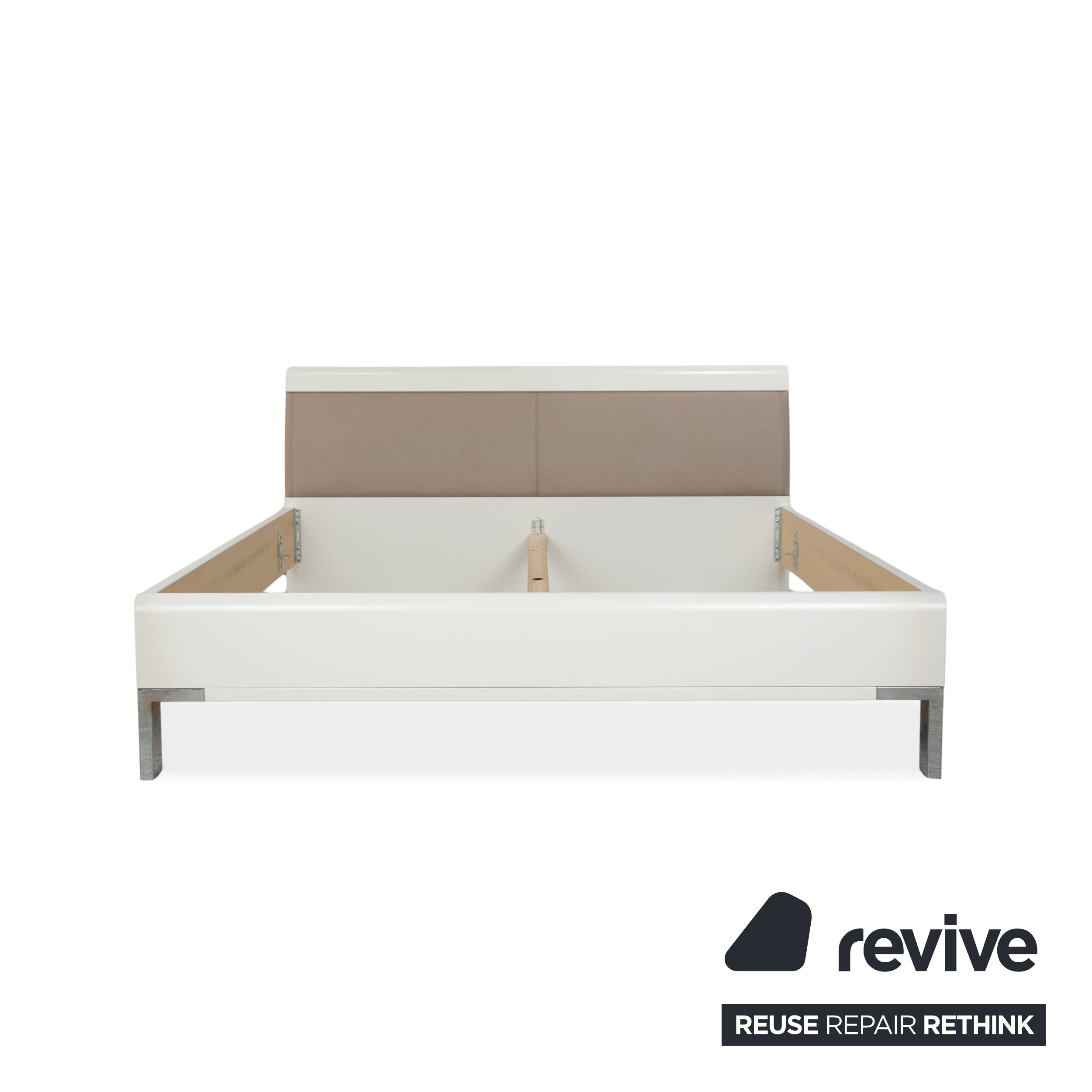 Musterring wood leather bed beige