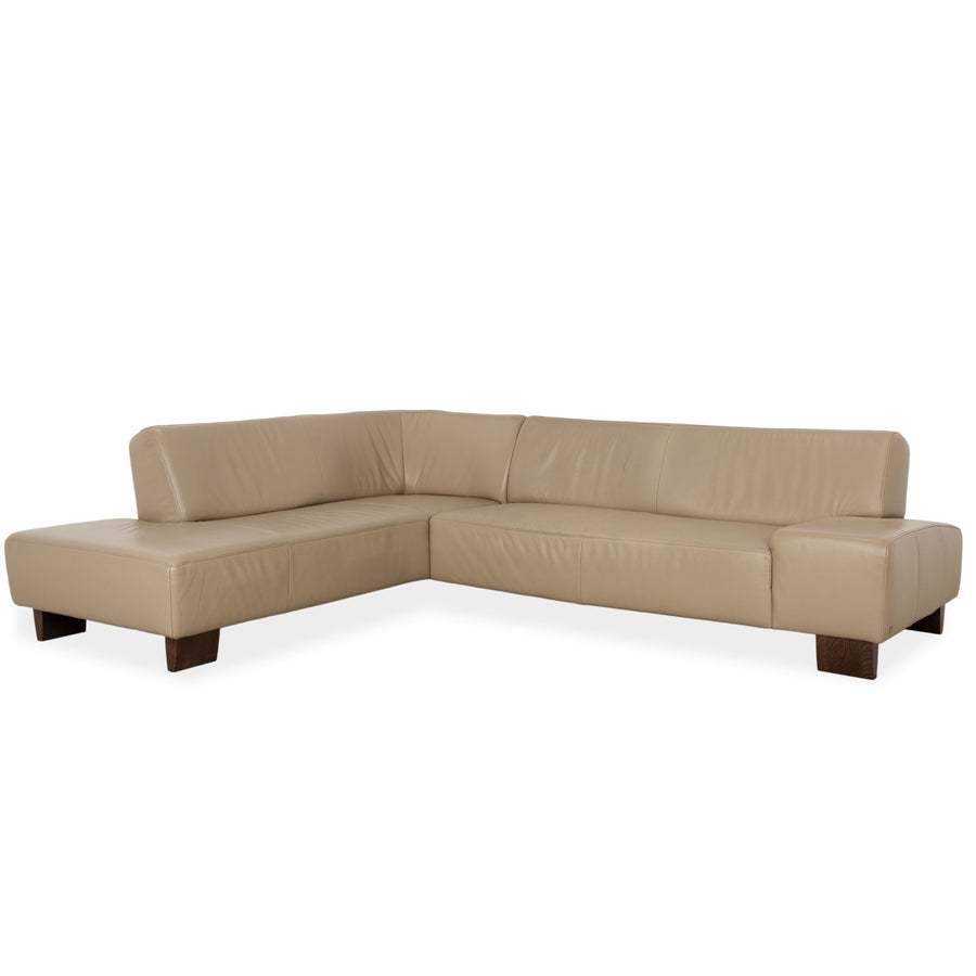 Musterring Leder Holz Ecksofa Beige Taupe Sofa Couch