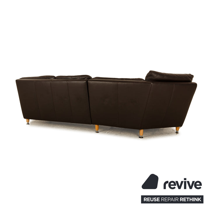 Musterring Leather Corner Sofa Dark Brown Sofa Couch