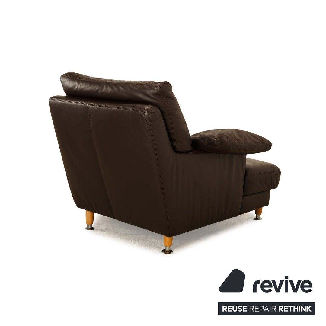 Musterring Leather Corner Sofa Dark Brown Sofa Couch
