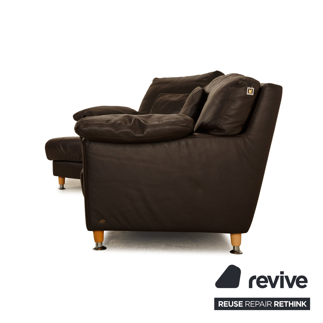Musterring Leather Corner Sofa Dark Brown Sofa Couch