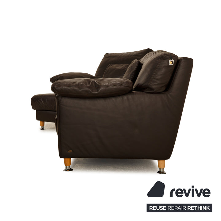 Musterring Leather Corner Sofa Dark Brown Sofa Couch