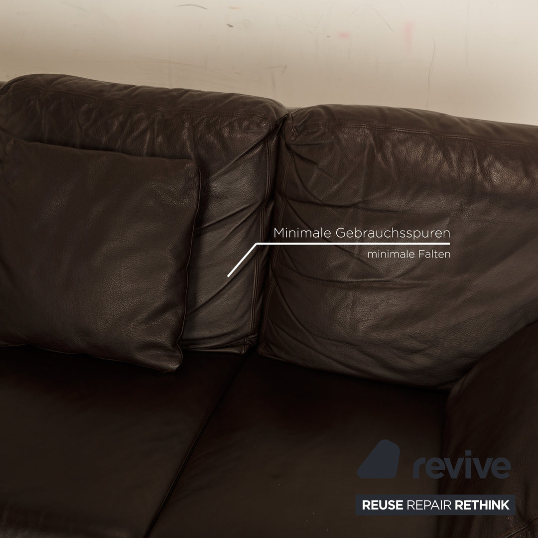 Musterring Leather Corner Sofa Dark Brown Sofa Couch