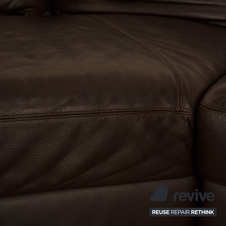 Musterring Leather Corner Sofa Dark Brown Sofa Couch