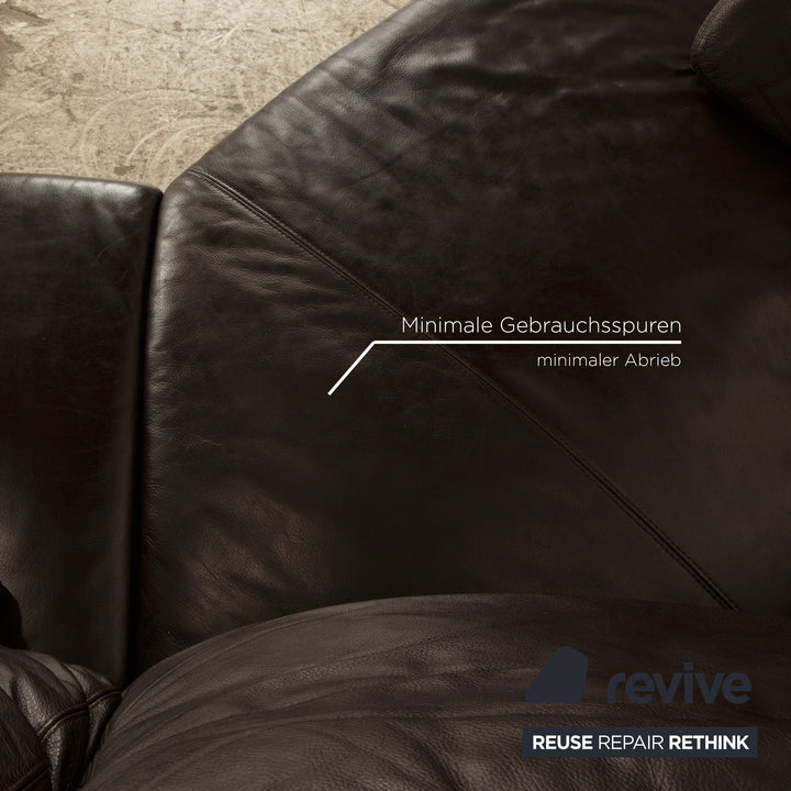 Musterring Leather Corner Sofa Dark Brown Sofa Couch