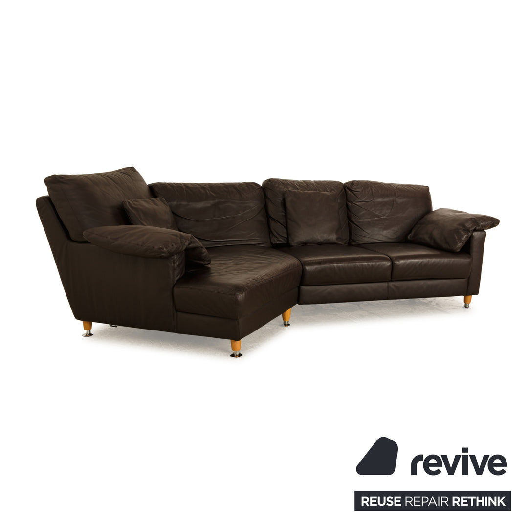 Musterring Leather Corner Sofa Dark Brown Sofa Couch