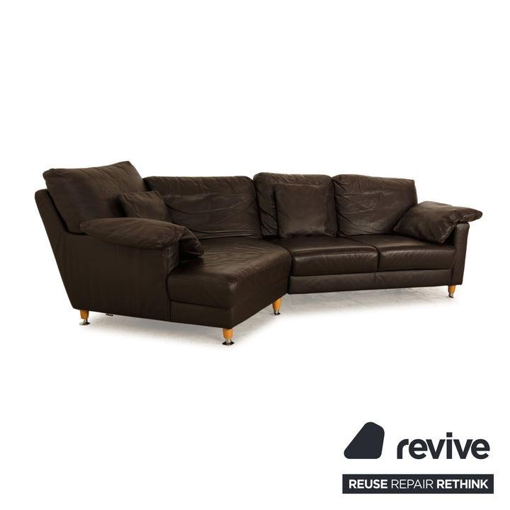 Musterring Leather Corner Sofa Dark Brown Sofa Couch