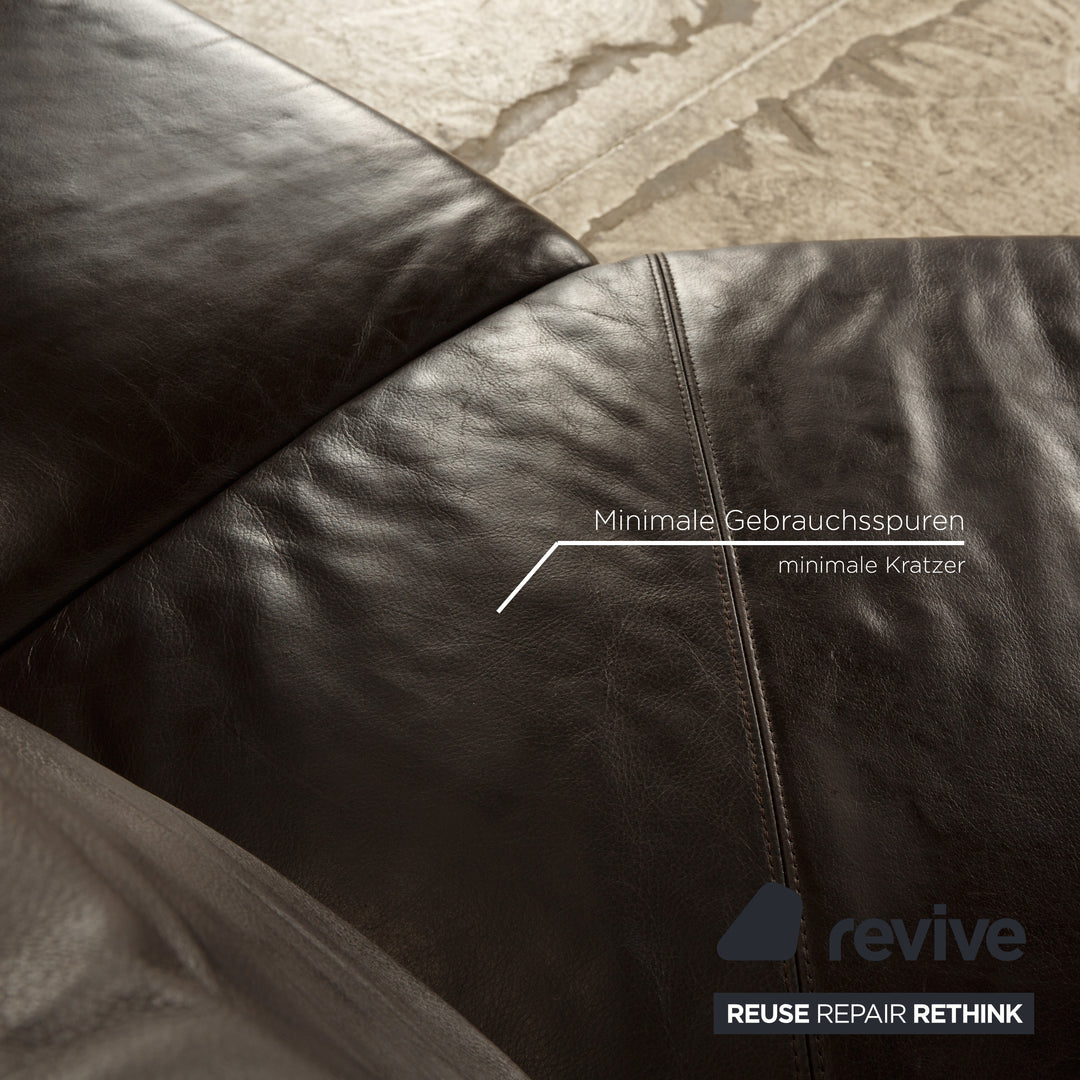 Musterring Leather Corner Sofa Dark Brown Sofa Couch