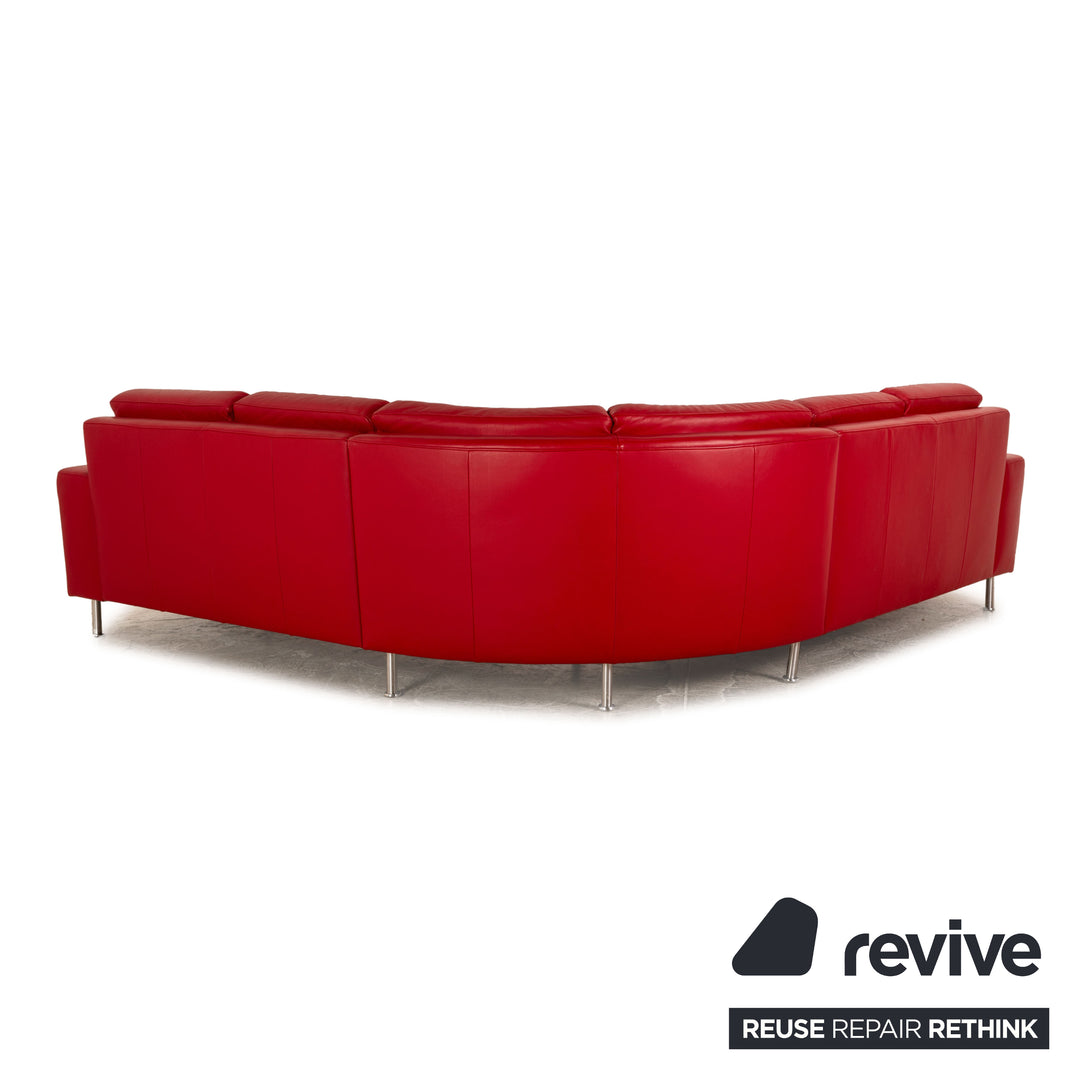 Échantillon de canapé d'angle en cuir avec anneau, canapé rouge