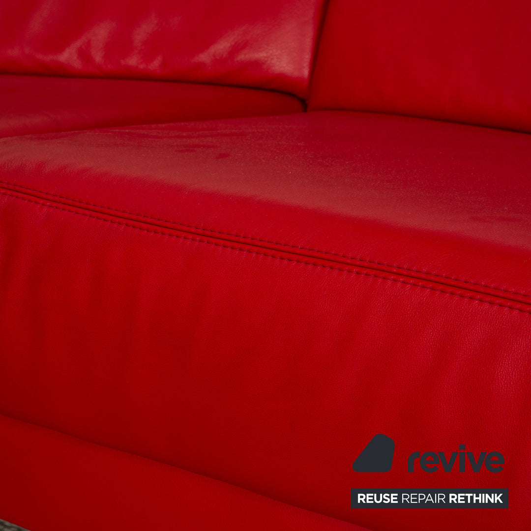 Échantillon de canapé d'angle en cuir avec anneau, canapé rouge