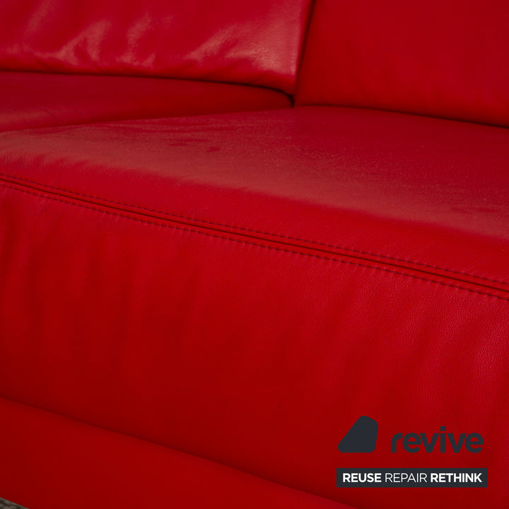 Échantillon de canapé d'angle en cuir avec anneau, canapé rouge