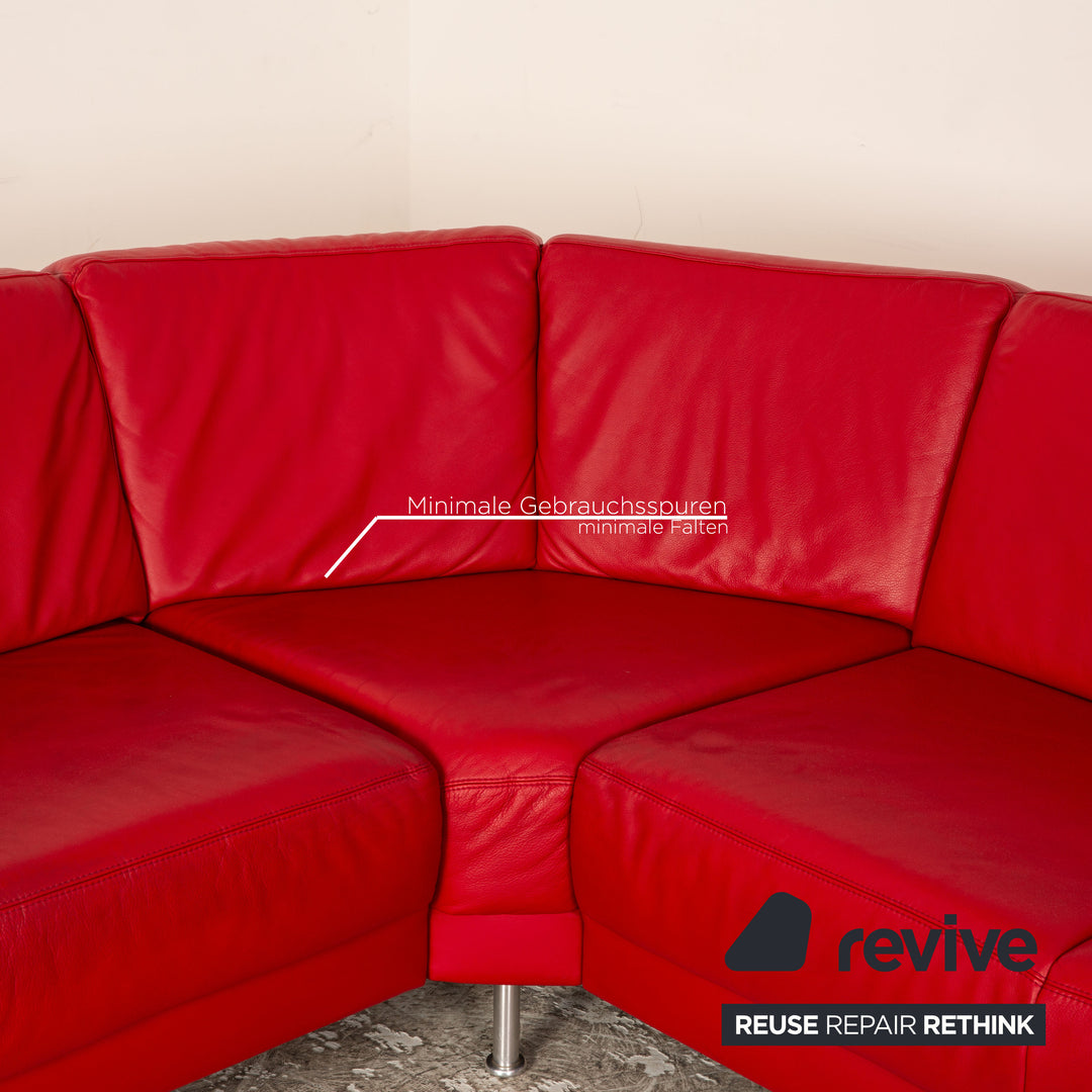 Échantillon de canapé d'angle en cuir avec anneau, canapé rouge