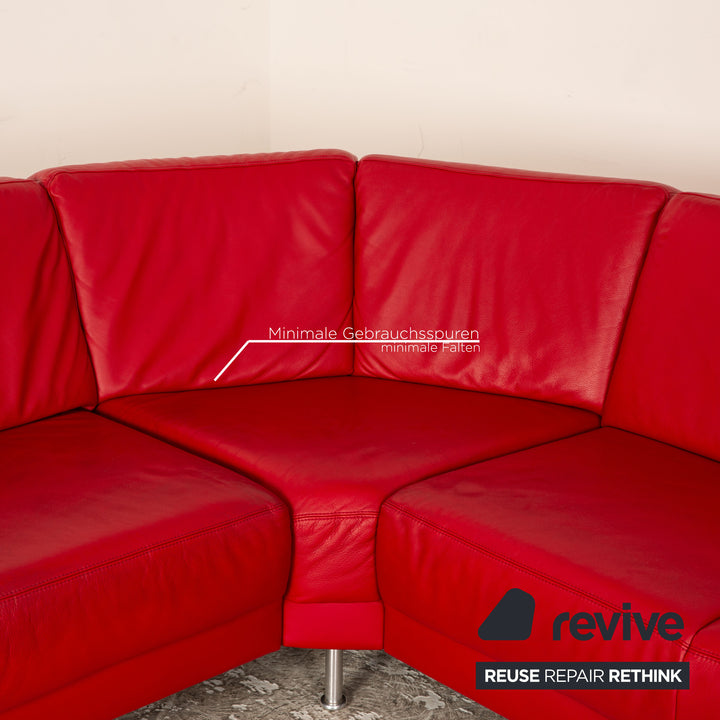 Échantillon de canapé d'angle en cuir avec anneau, canapé rouge