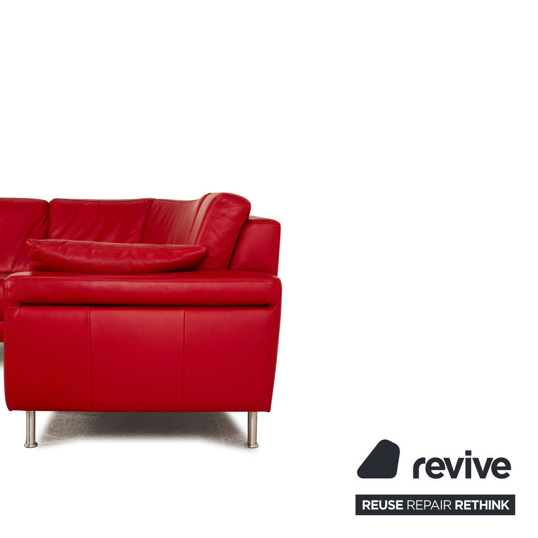 Échantillon de canapé d'angle en cuir avec anneau, canapé rouge