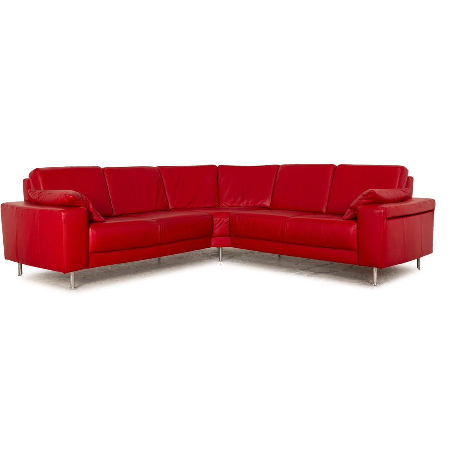 Échantillon de canapé d'angle en cuir avec anneau, canapé rouge
