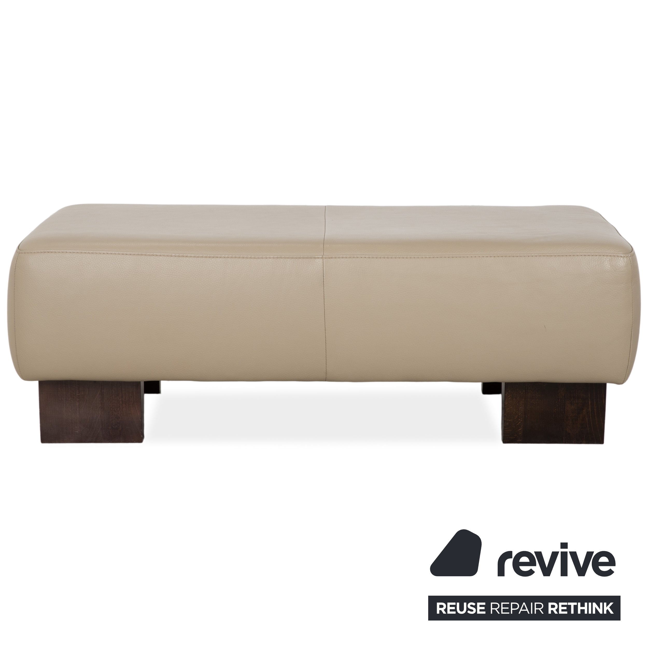 Canapé d'angle en cuir et bois Musterring, beige-taupe